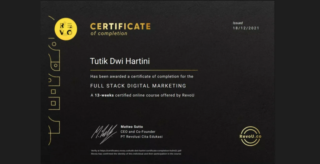 RevoU - Full Stack Digital Marketing Program 2021